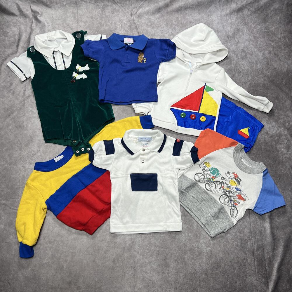 Vintage 90s Baby Boys Outfit Set 18 Months Carters Osh Kosh B'Gosh Stork Club